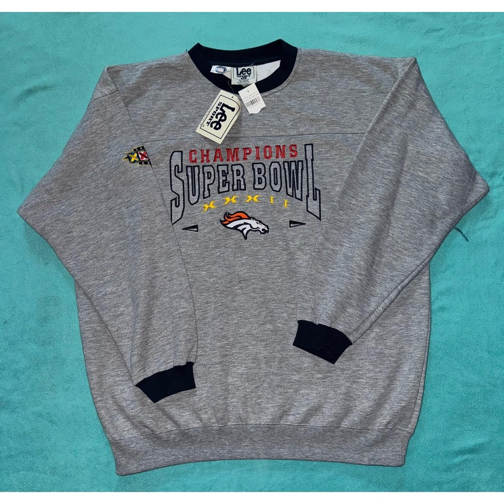 Lee Sport Super Bowl XXXII Champions Sweatshirt Pullover NFL Gray XL